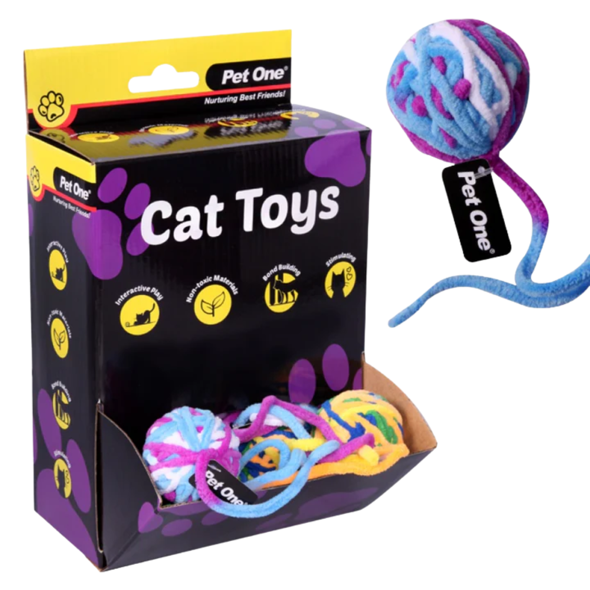 Pet One Cat Toy Yarn Ball + Tail 5cm (57403)