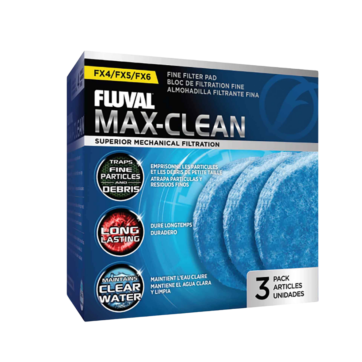 Fluval FX4/FX5/FX6 Medium Fine Polishing Pads 3Pk (Blue)