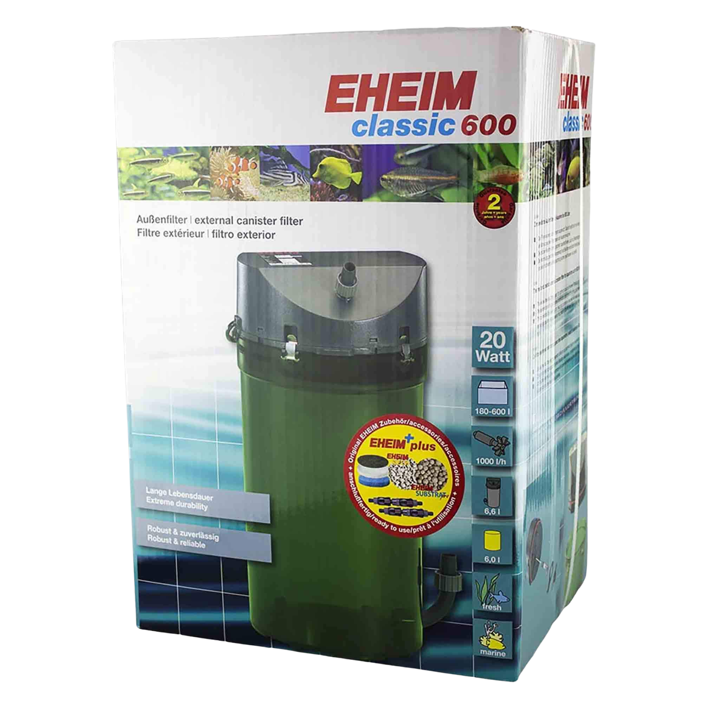 Eheim Classic 600 External Filter - w/Sponges & Bio Media