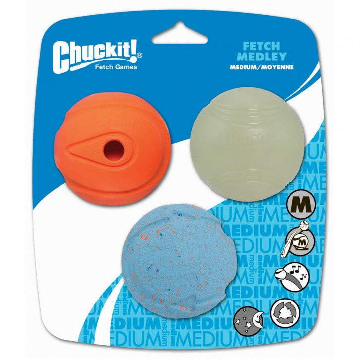 Chuckit Fetch Medley Balls (Medium 3pk Gen 1)
