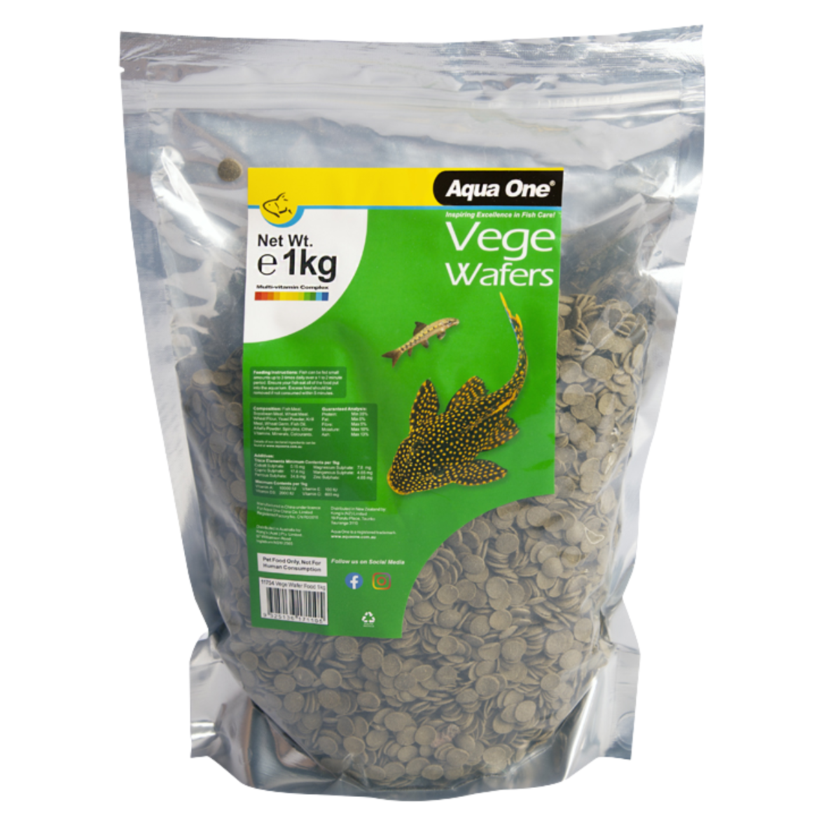 Aqua One Bulk Vege Wafers 1kg (11754)
