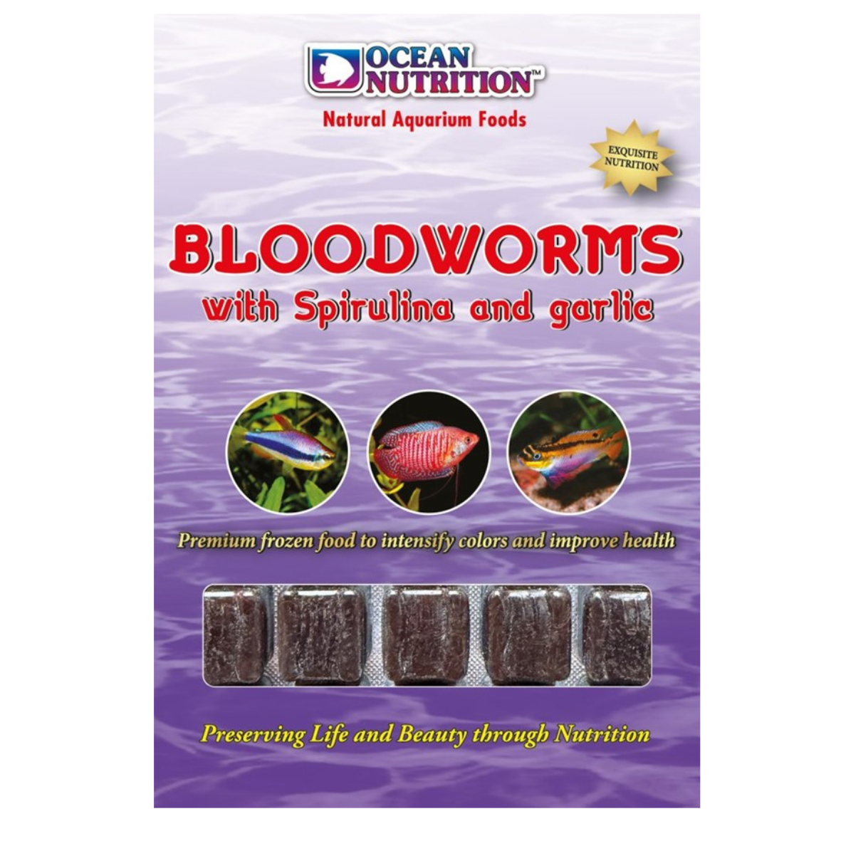Ocean Nutrition Frozen Food Bloodworms with Spirulina & Garlic 100g