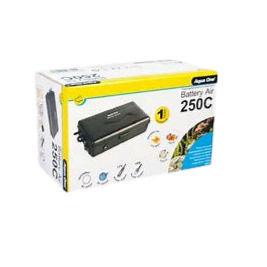 Aqua One Battery Air Pump 250C Portable 150L/H with Cigarette Lighter & USB Cable (10024)