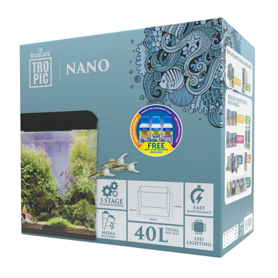 Bioscape Nano Aquarium Unit Black 40ltr 48 x 26 x 44cm