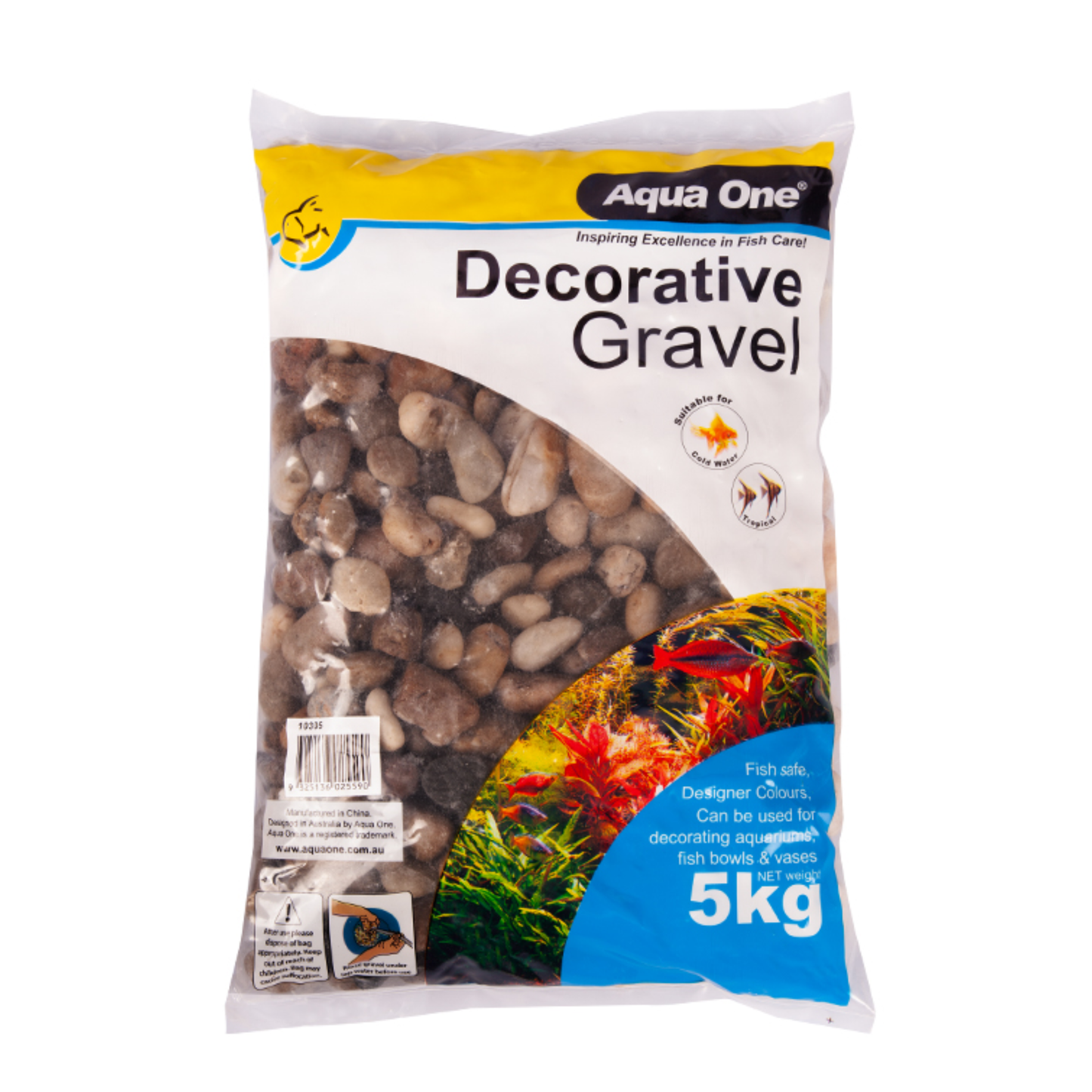 Aqua One Decorative Gravel 5kg Natural Polished Stone (10305)