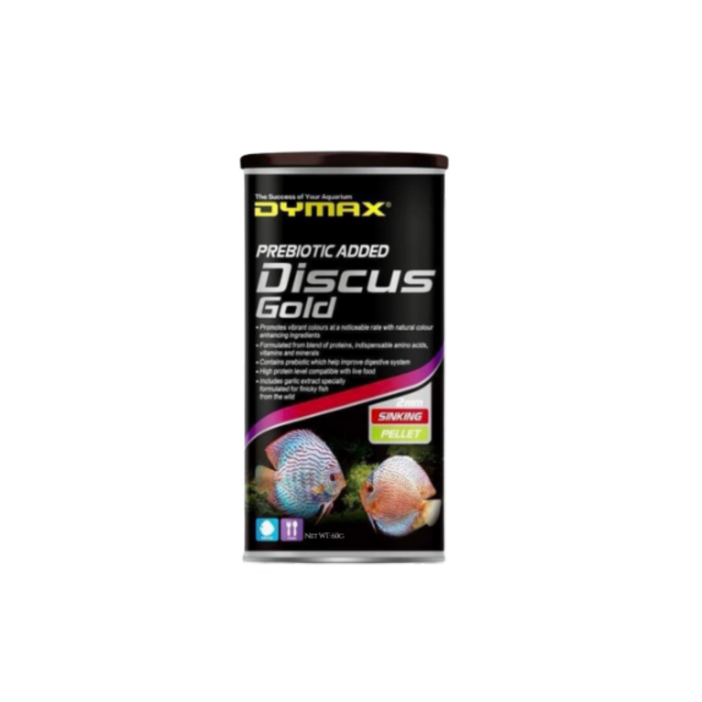 Dymax Discus Gold Prebiotic Added 2mm Sinking Pellet